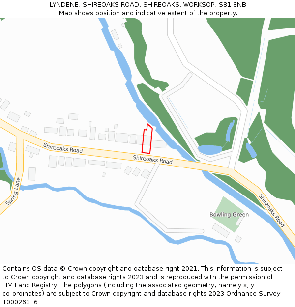 LYNDENE, SHIREOAKS ROAD, SHIREOAKS, WORKSOP, S81 8NB: Location map and indicative extent of plot