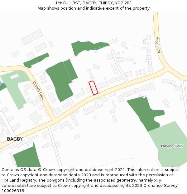 LYNDHURST, BAGBY, THIRSK, YO7 2PF: Location map and indicative extent of plot