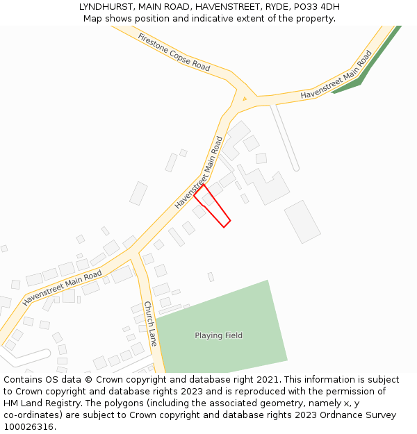 LYNDHURST, MAIN ROAD, HAVENSTREET, RYDE, PO33 4DH: Location map and indicative extent of plot