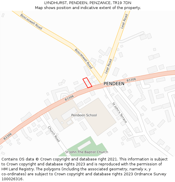 LYNDHURST, PENDEEN, PENZANCE, TR19 7DN: Location map and indicative extent of plot