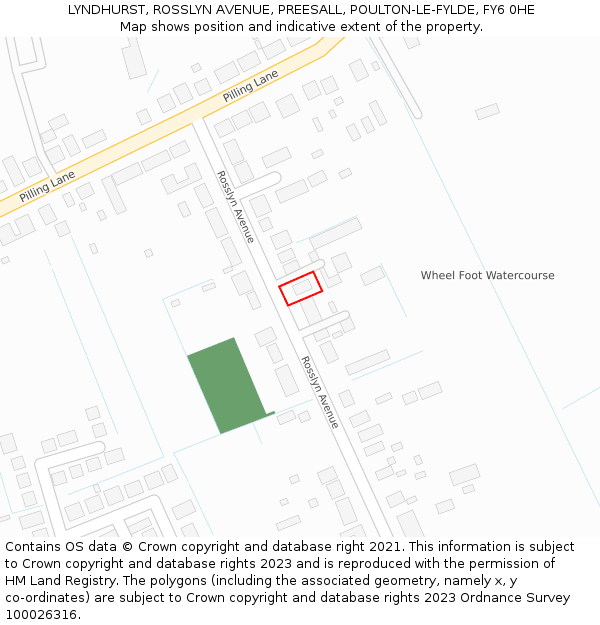 LYNDHURST, ROSSLYN AVENUE, PREESALL, POULTON-LE-FYLDE, FY6 0HE: Location map and indicative extent of plot