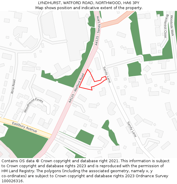 LYNDHURST, WATFORD ROAD, NORTHWOOD, HA6 3PY: Location map and indicative extent of plot