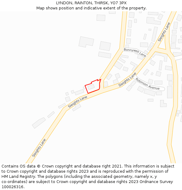 LYNDON, RAINTON, THIRSK, YO7 3PX: Location map and indicative extent of plot