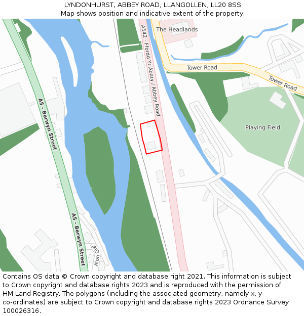 LYNDONHURST, ABBEY ROAD, LLANGOLLEN, LL20 8SS: Location map and indicative extent of plot