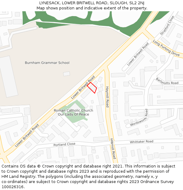 LYNESACK, LOWER BRITWELL ROAD, SLOUGH, SL2 2NJ: Location map and indicative extent of plot