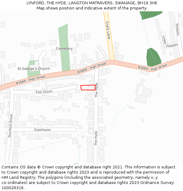 LYNFORD, THE HYDE, LANGTON MATRAVERS, SWANAGE, BH19 3HE: Location map and indicative extent of plot