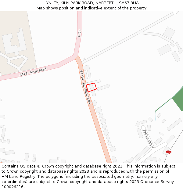 LYNLEY, KILN PARK ROAD, NARBERTH, SA67 8UA: Location map and indicative extent of plot