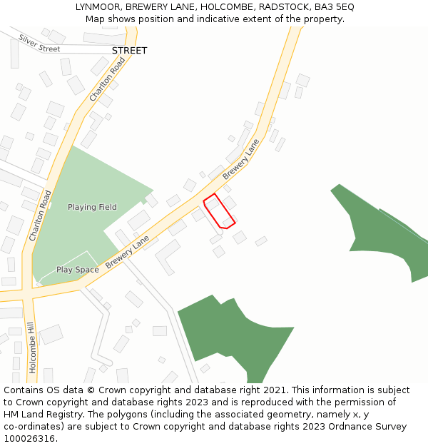 LYNMOOR, BREWERY LANE, HOLCOMBE, RADSTOCK, BA3 5EQ: Location map and indicative extent of plot