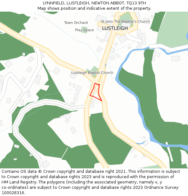 LYNNFIELD, LUSTLEIGH, NEWTON ABBOT, TQ13 9TH: Location map and indicative extent of plot