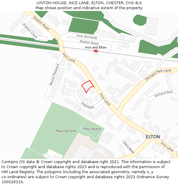LYNTON HOUSE, INCE LANE, ELTON, CHESTER, CH2 4LX: Location map and indicative extent of plot