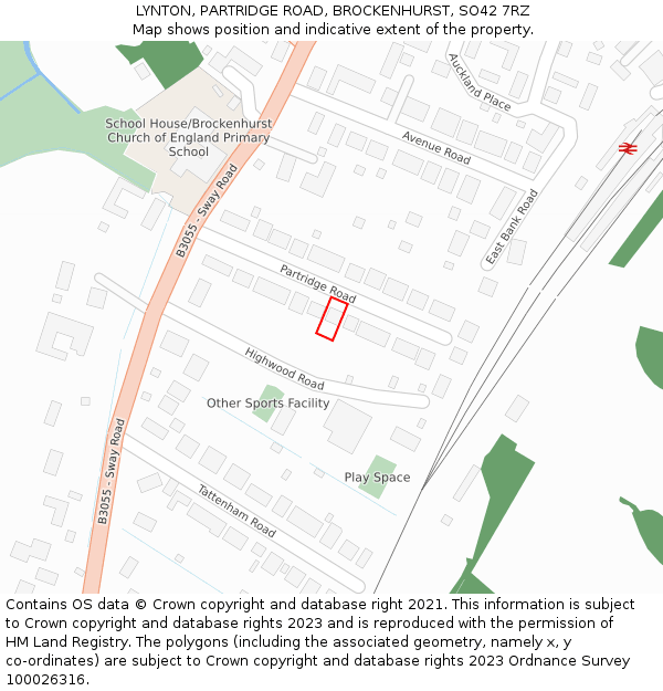 LYNTON, PARTRIDGE ROAD, BROCKENHURST, SO42 7RZ: Location map and indicative extent of plot