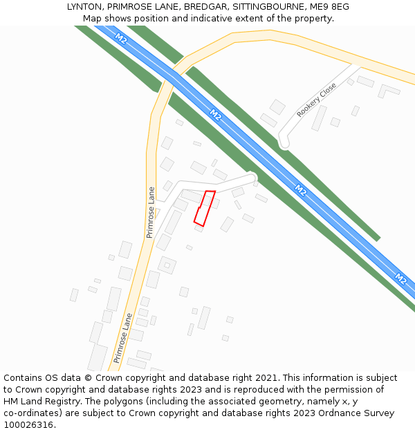 LYNTON, PRIMROSE LANE, BREDGAR, SITTINGBOURNE, ME9 8EG: Location map and indicative extent of plot