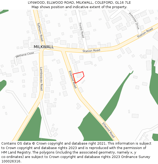 LYNWOOD, ELLWOOD ROAD, MILKWALL, COLEFORD, GL16 7LE: Location map and indicative extent of plot