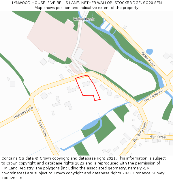 LYNWOOD HOUSE, FIVE BELLS LANE, NETHER WALLOP, STOCKBRIDGE, SO20 8EN: Location map and indicative extent of plot