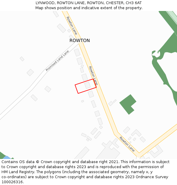 LYNWOOD, ROWTON LANE, ROWTON, CHESTER, CH3 6AT: Location map and indicative extent of plot