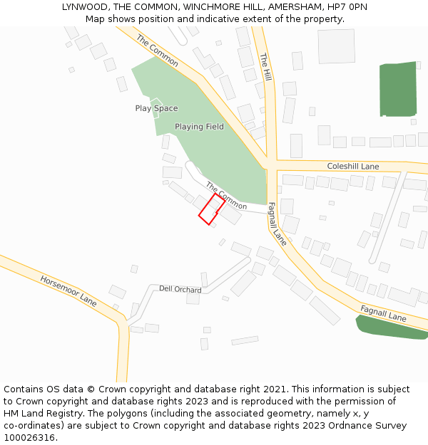 LYNWOOD, THE COMMON, WINCHMORE HILL, AMERSHAM, HP7 0PN: Location map and indicative extent of plot
