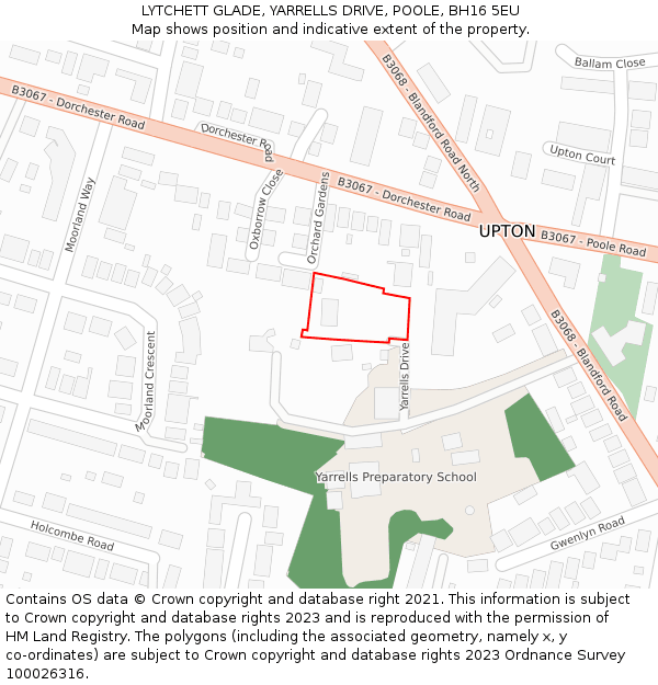 LYTCHETT GLADE, YARRELLS DRIVE, POOLE, BH16 5EU: Location map and indicative extent of plot