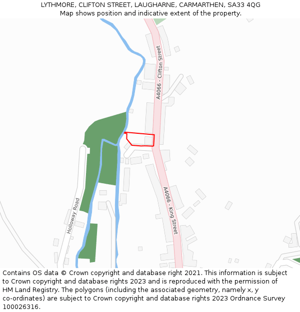 LYTHMORE, CLIFTON STREET, LAUGHARNE, CARMARTHEN, SA33 4QG: Location map and indicative extent of plot