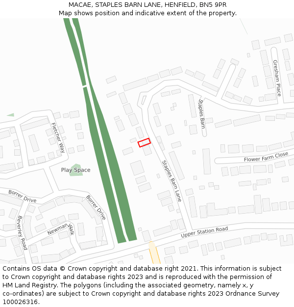 MACAE, STAPLES BARN LANE, HENFIELD, BN5 9PR: Location map and indicative extent of plot