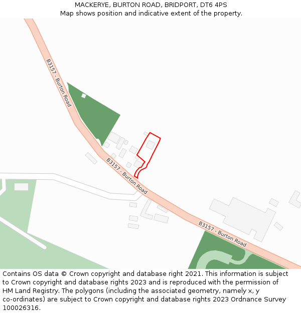 MACKERYE, BURTON ROAD, BRIDPORT, DT6 4PS: Location map and indicative extent of plot