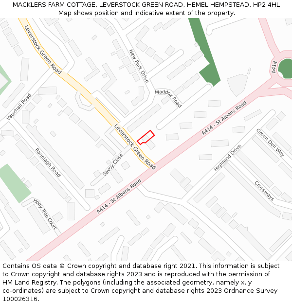 MACKLERS FARM COTTAGE, LEVERSTOCK GREEN ROAD, HEMEL HEMPSTEAD, HP2 4HL: Location map and indicative extent of plot