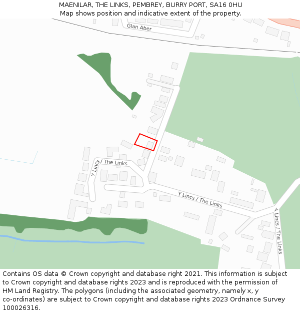 MAENILAR, THE LINKS, PEMBREY, BURRY PORT, SA16 0HU: Location map and indicative extent of plot