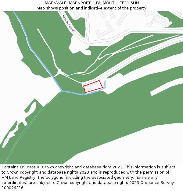 MAENVALE, MAENPORTH, FALMOUTH, TR11 5HN: Location map and indicative extent of plot