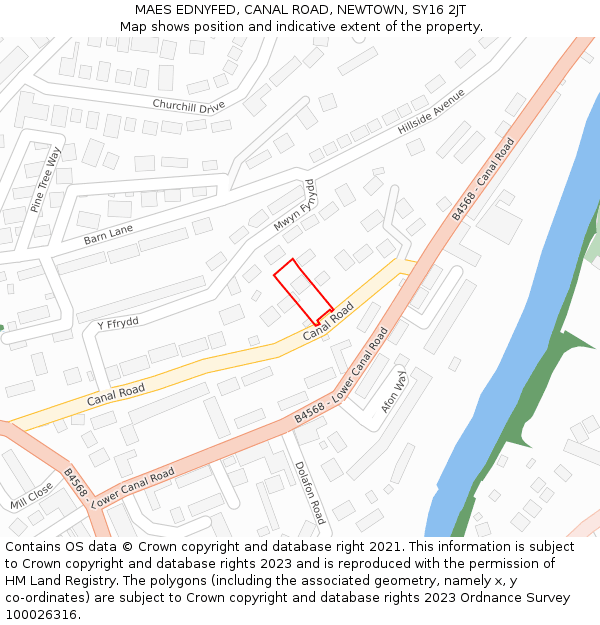 MAES EDNYFED, CANAL ROAD, NEWTOWN, SY16 2JT: Location map and indicative extent of plot