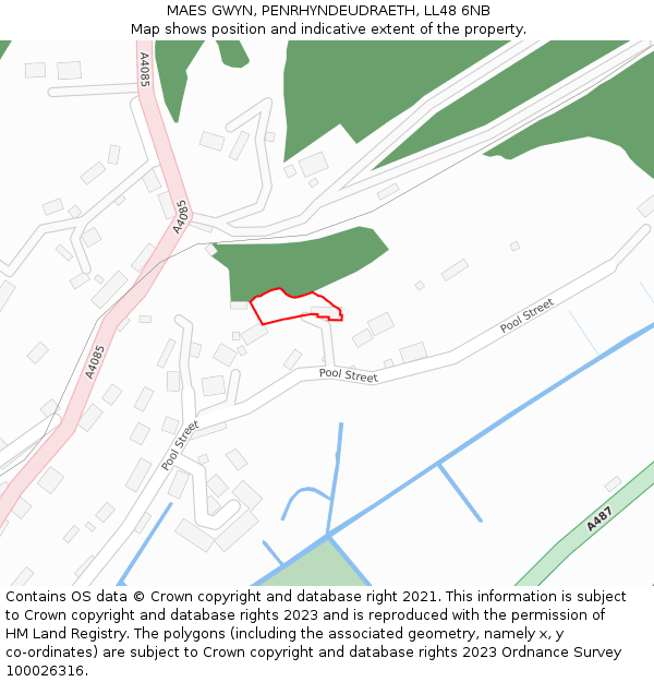 MAES GWYN, PENRHYNDEUDRAETH, LL48 6NB: Location map and indicative extent of plot