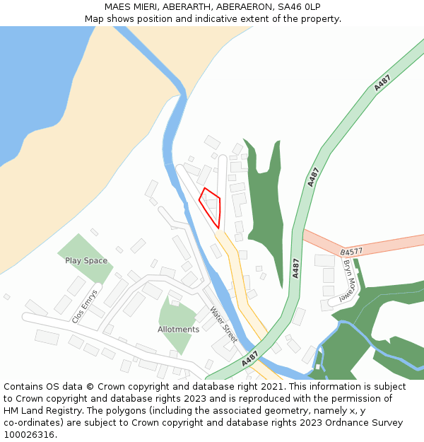 MAES MIERI, ABERARTH, ABERAERON, SA46 0LP: Location map and indicative extent of plot