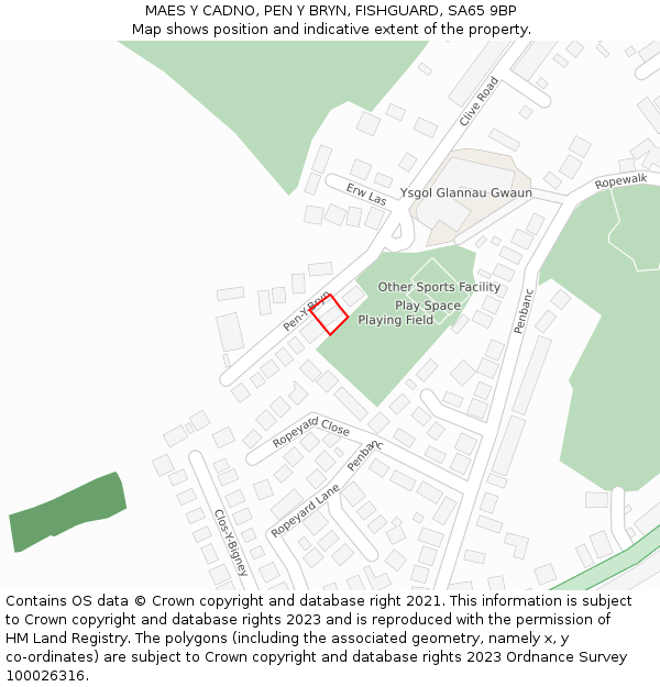 MAES Y CADNO, PEN Y BRYN, FISHGUARD, SA65 9BP: Location map and indicative extent of plot