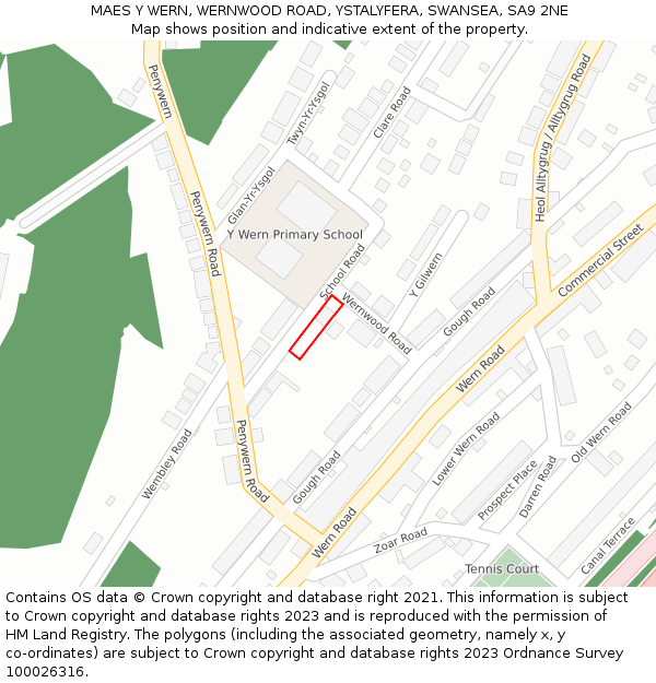 MAES Y WERN, WERNWOOD ROAD, YSTALYFERA, SWANSEA, SA9 2NE: Location map and indicative extent of plot