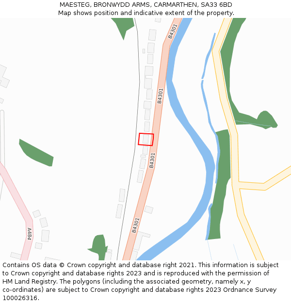 MAESTEG, BRONWYDD ARMS, CARMARTHEN, SA33 6BD: Location map and indicative extent of plot