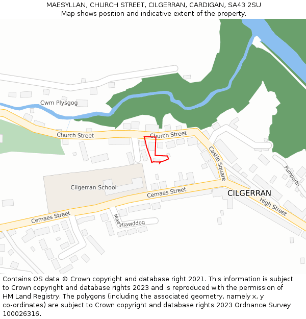 MAESYLLAN, CHURCH STREET, CILGERRAN, CARDIGAN, SA43 2SU: Location map and indicative extent of plot