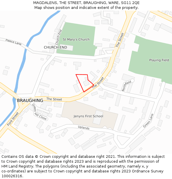 MAGDALENS, THE STREET, BRAUGHING, WARE, SG11 2QE: Location map and indicative extent of plot
