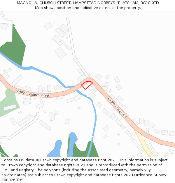 MAGNOLIA, CHURCH STREET, HAMPSTEAD NORREYS, THATCHAM, RG18 0TD: Location map and indicative extent of plot