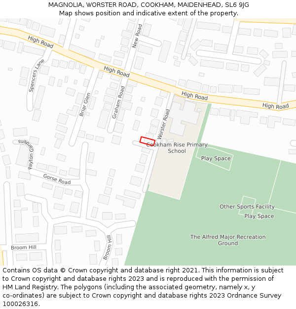 MAGNOLIA, WORSTER ROAD, COOKHAM, MAIDENHEAD, SL6 9JG: Location map and indicative extent of plot