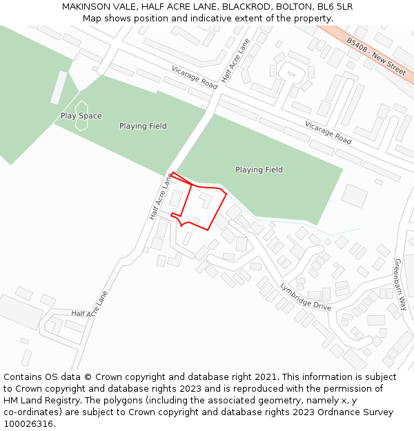 MAKINSON VALE, HALF ACRE LANE, BLACKROD, BOLTON, BL6 5LR: Location map and indicative extent of plot