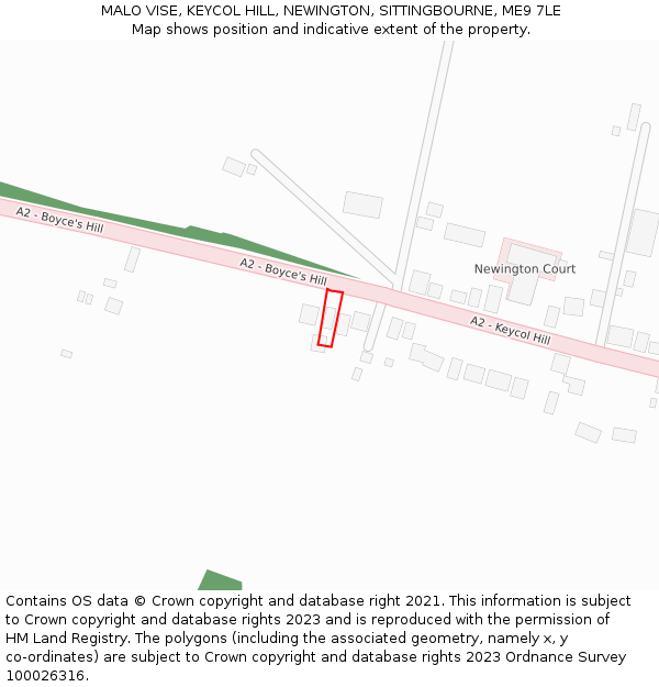 MALO VISE, KEYCOL HILL, NEWINGTON, SITTINGBOURNE, ME9 7LE: Location map and indicative extent of plot