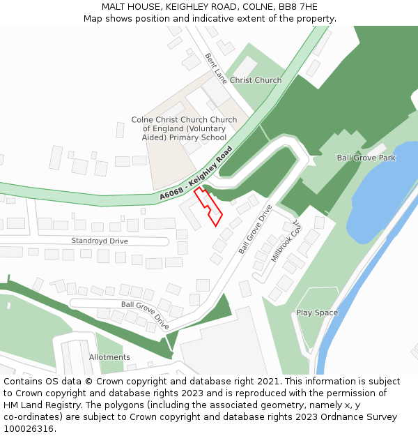 MALT HOUSE, KEIGHLEY ROAD, COLNE, BB8 7HE: Location map and indicative extent of plot