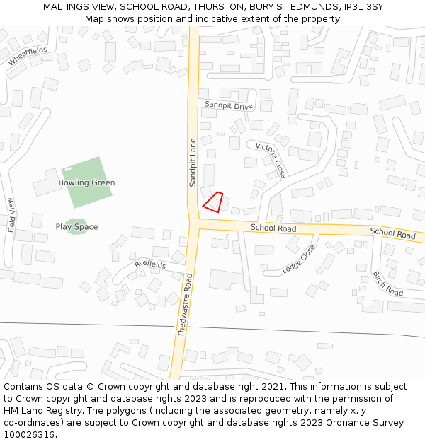 MALTINGS VIEW, SCHOOL ROAD, THURSTON, BURY ST EDMUNDS, IP31 3SY: Location map and indicative extent of plot