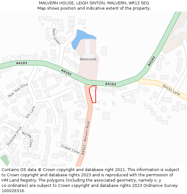 MALVERN HOUSE, LEIGH SINTON, MALVERN, WR13 5EQ: Location map and indicative extent of plot