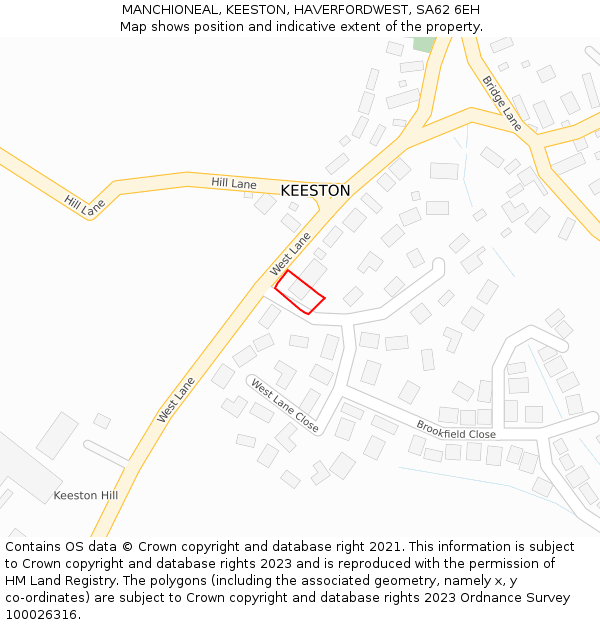 MANCHIONEAL, KEESTON, HAVERFORDWEST, SA62 6EH: Location map and indicative extent of plot