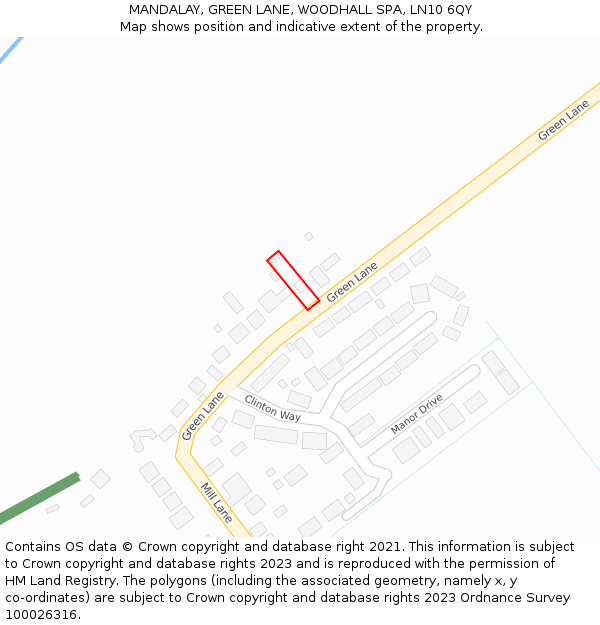 MANDALAY, GREEN LANE, WOODHALL SPA, LN10 6QY: Location map and indicative extent of plot