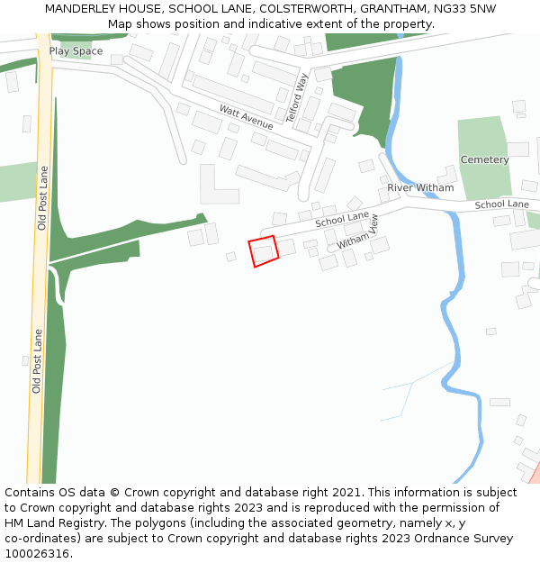 MANDERLEY HOUSE, SCHOOL LANE, COLSTERWORTH, GRANTHAM, NG33 5NW: Location map and indicative extent of plot