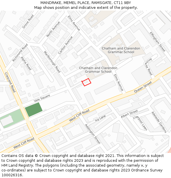 MANDRAKE, MEMEL PLACE, RAMSGATE, CT11 9BY: Location map and indicative extent of plot