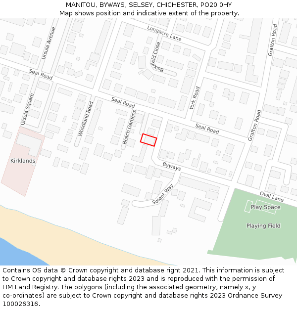 MANITOU, BYWAYS, SELSEY, CHICHESTER, PO20 0HY: Location map and indicative extent of plot