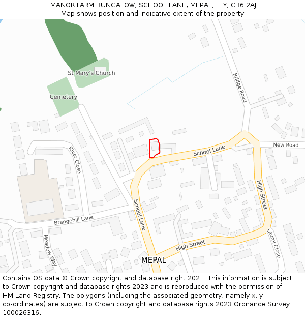 MANOR FARM BUNGALOW, SCHOOL LANE, MEPAL, ELY, CB6 2AJ: Location map and indicative extent of plot