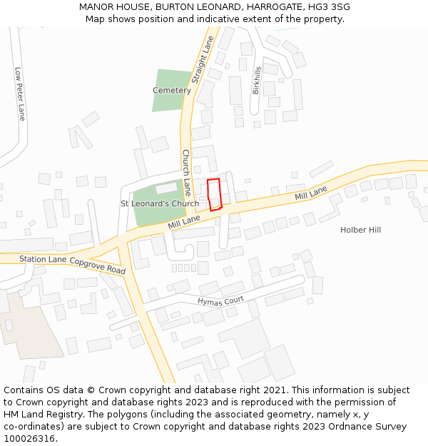 MANOR HOUSE, BURTON LEONARD, HARROGATE, HG3 3SG: Location map and indicative extent of plot