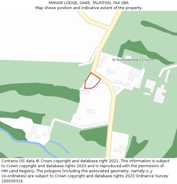 MANOR LODGE, OAKE, TAUNTON, TA4 1BA: Location map and indicative extent of plot